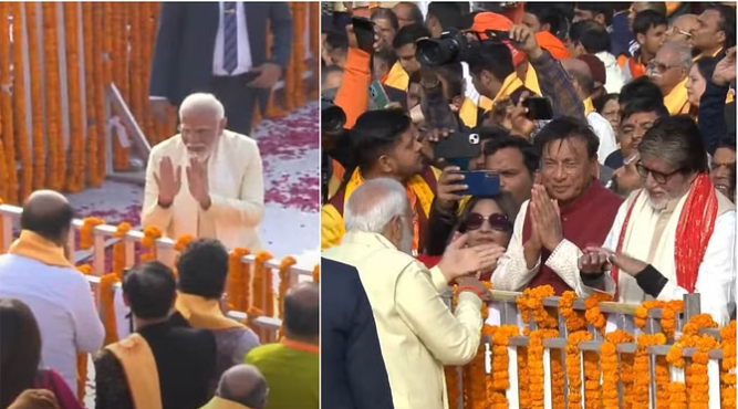 रामलला विराजमान: संबोधन के बाद अंबानी, अतिमाभ से मिले मोदी