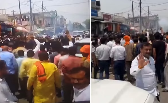 भाजपा प्रत्याशी करण भूषण सिंह के काफिले में फायरिंग भाजपा प्रत्याशी करण भूषण सिंह के काफिले में फायरिंग
